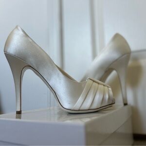 White Satin Wedding Pumps - Ron White 37.5